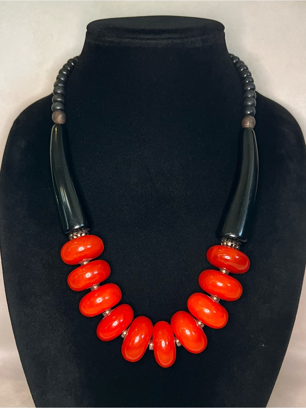 Bold Orange Boho Statement Necklace